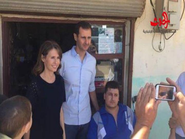 بالصور ...الرئيس الأسد يزور وعائلته عدداً من جرحى الجيش في قراهم بريف حمص