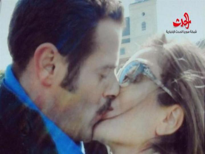 صورة مثيرة .. نيكول سابا تقبل زوجها فى عيد زواجهما