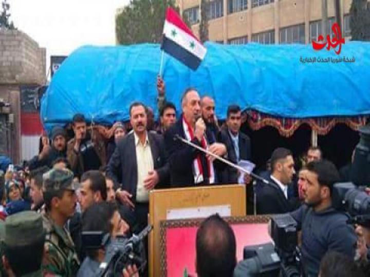 احتفال جماهيري واسع في مدينة الكسوة احتفالا بعودتها مع القرى المجاورة لها لحضن الوطن 