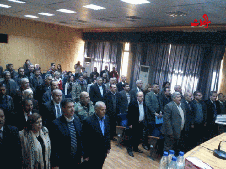 نقابة عمال الطباعة والثقافة والإعلام تعقد مؤتمرها السنوي في قاعة سامي الدروبي في المركز الثقافي بحمص