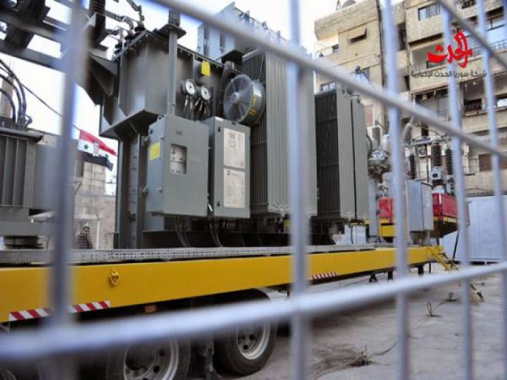 المهندس خميس يدشين محطة تحويل كهرباء مزة 86 النقالة بدمشق