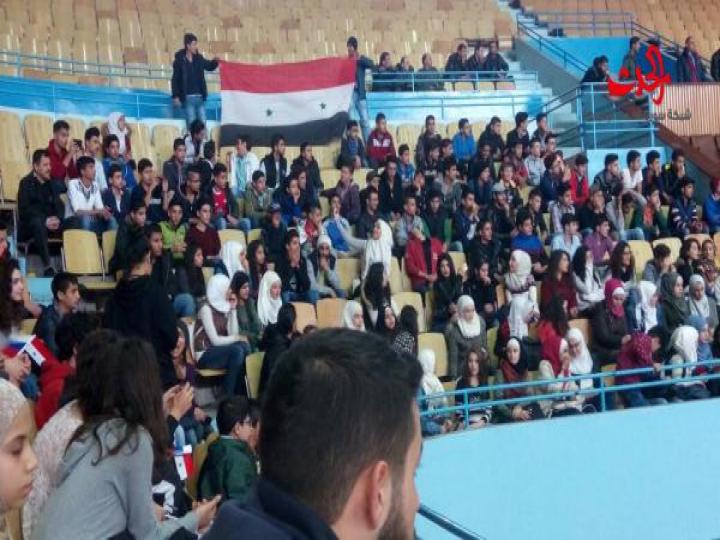 تحت شعار ( كرة السلة السورية الروسية توحد البلدان )