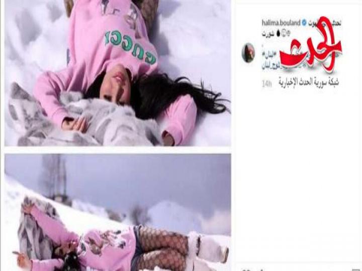 حليمة بولند تتحدى ثلوج لبنان بالهوت شورت