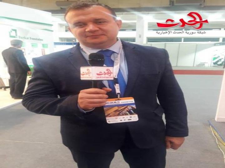 احتفالية افتتاح الجناح الروسي في معرض البناء الدولي لاعادة اعمار سورية في دورته الخامسة يوم امس 