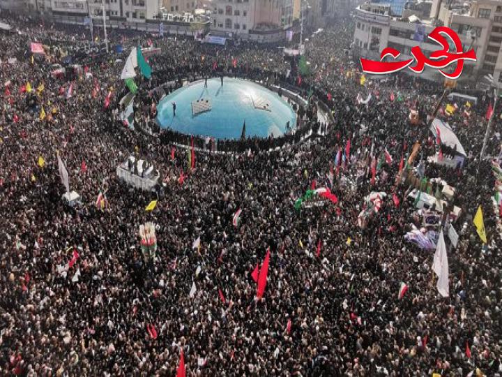 شاهد بالصور.. مراسم تشييع الشهيد سليماني ورفاقه في طهران