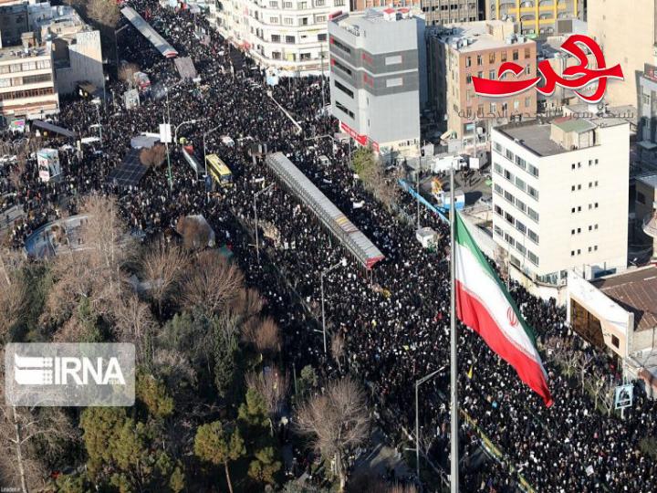 شاهد بالصور.. مراسم تشييع الشهيد سليماني ورفاقه في طهران