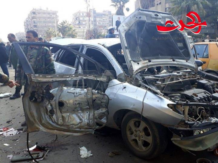 بالصور.. انفجار عبوة ناسفة بالقرب من كراجات باب مصلى بدمشق