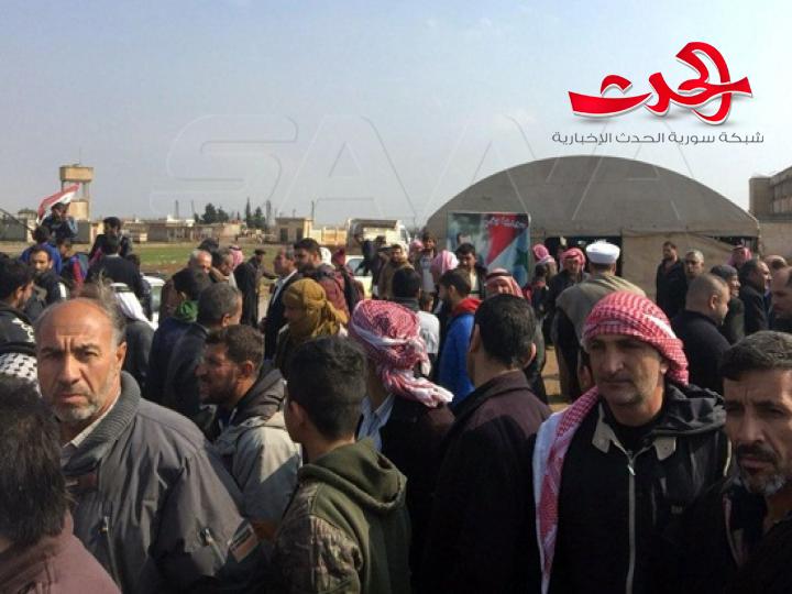 تجمع لابناء الحسكة في قرية خربة عمو دعما للجيش العربي السوري