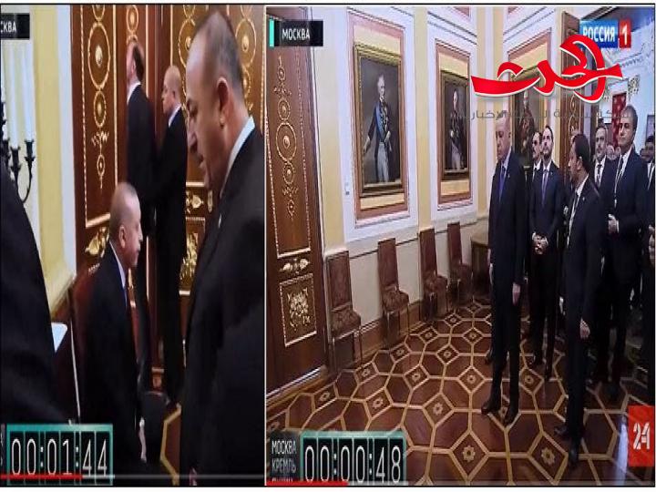 بالفيديو.. شاهد لحظات ودقائق وقوف اردوغان بانتظار الرئيس بوتين حتى سمح له بالدخول