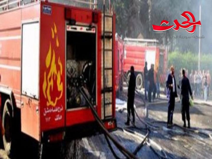 اخماد حريق مجهول السبب في منطقة حوش بلاس
