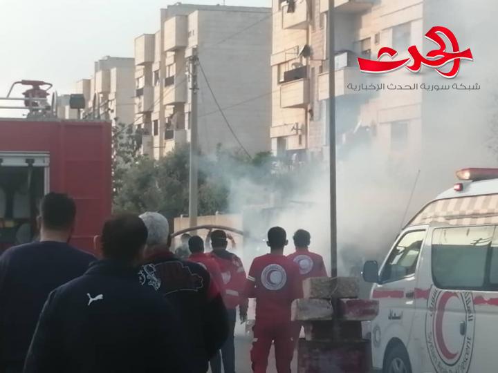 بالصور... فوج الاطفاء  يخمد حريق نشب في حي الضاحية بدرعا