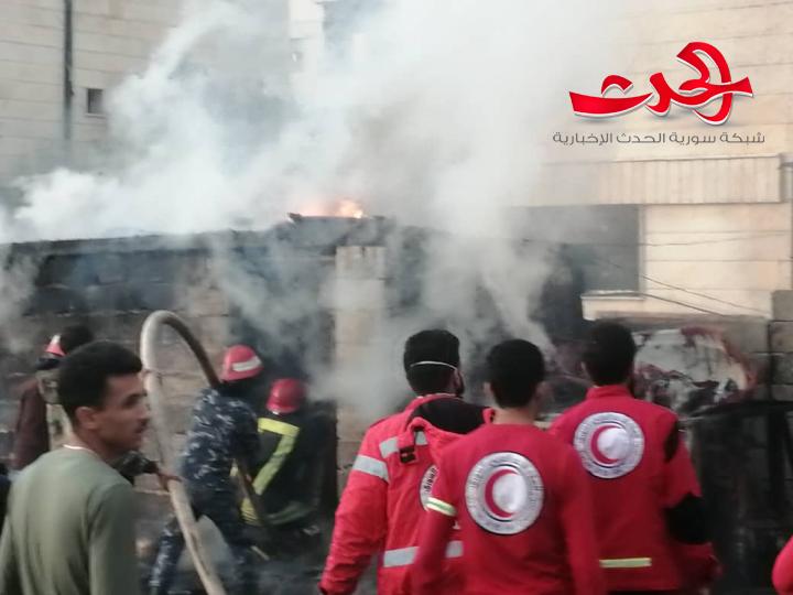 بالصور... فوج الاطفاء  يخمد حريق نشب في حي الضاحية بدرعا