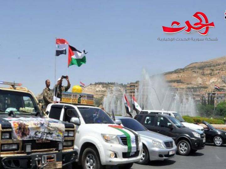 بالفيديو.. مسيرة سيارات في دمشق احياء ليوم القدس العالمي
