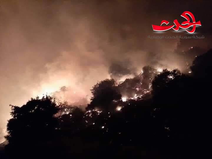 حريق ضخم في جبل مشغرة بالبقاع اللبناني