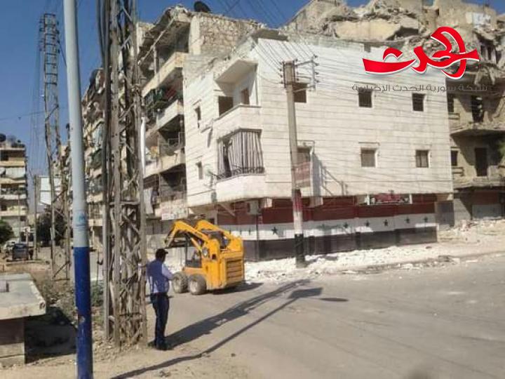 بلدية حلب تهدم ٨ مخالفات بناء وتكثف حملات النظافة