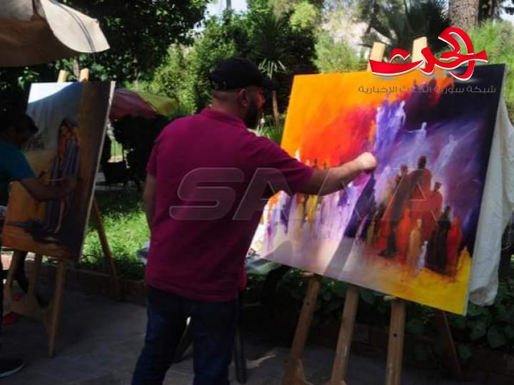 حديقة المتحف الوطني تحتضن ملتقى التصوير الزيتي الثامن (سورية جسر المحبة)