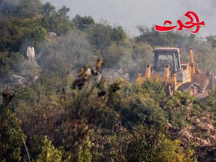 إخماد حريق في موقع البلعة ببلدة عيون الوادي بريف حمص الغربي