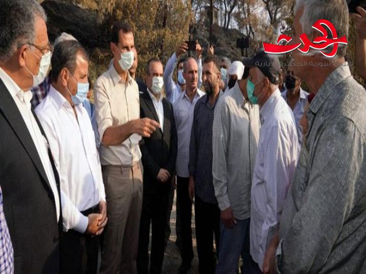 الرئيس الاسد يزور بللوران ويستمع للأهالي