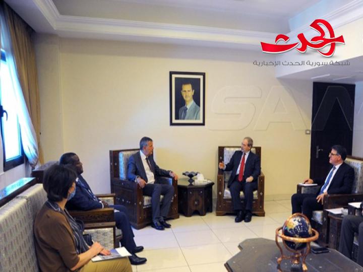 المقداد لـ لازاريني: مستعدون لتقديم كل التسهيلات والدعم اللازمين لقيام الأونروا بمهامها