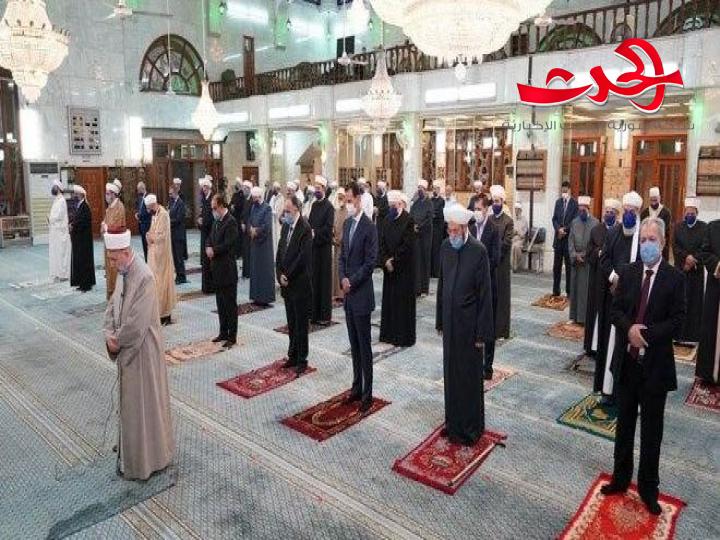 الرئيس الأسد يشارك في الاحتفال الديني بذكرى المولد النبوي الشريف في جامع سعد بن معاذ بدمشق
