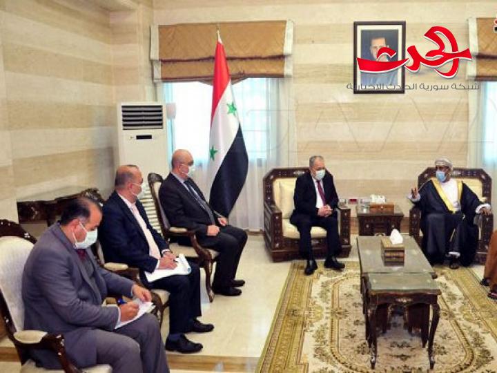 المهندس عرنوس خلال لقائه سفير سلطنة عمان: أهمية التعاون لمواجهة التحديات الراهنة
