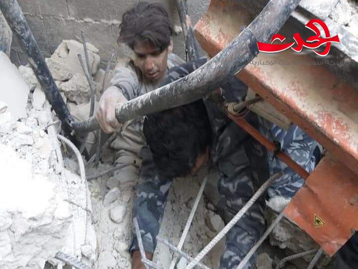 سقوط مبنى في بيت سحم من ثلاثة طوابق