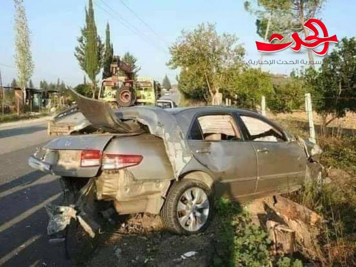 حادث مروري على طريق اللاذقية الحفة يودي بحياة طفلة وخالها