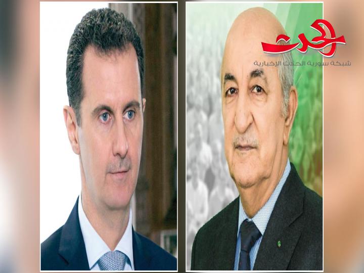 الرئيس الاسد يهنئ الرئيس تبون بشفائه من الكورونا
