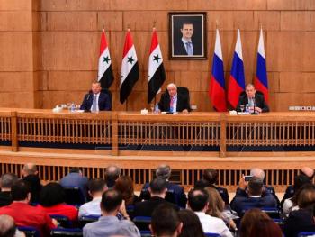 مؤتمر صحفي لوزيري الخارجية السوري وليد المعلم والروسي سيرغي لافروف من دمشق
