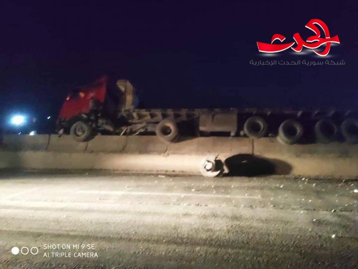 المواصلات الطرقية: الحادث المروري على طريق اللاذقية سببه النعاس ولا اصابات بشرية
