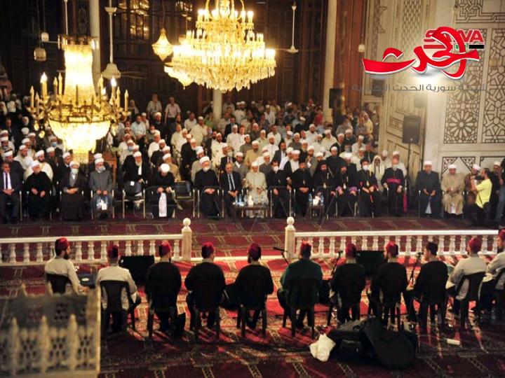 دعماً للاستحقاق الدستوري ..تجمع حاشد لرجال الدين الإسلامي والمسيحي في الجامع الأموي الكبير بدمشق 