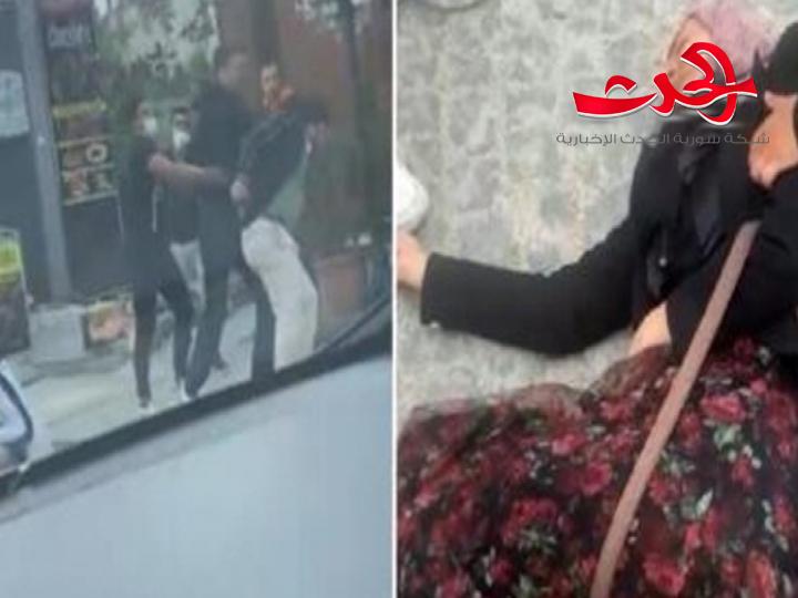 سوري يبرح زوجته ضرباً في الشارع وسط مدنية اسطنبول ..!!