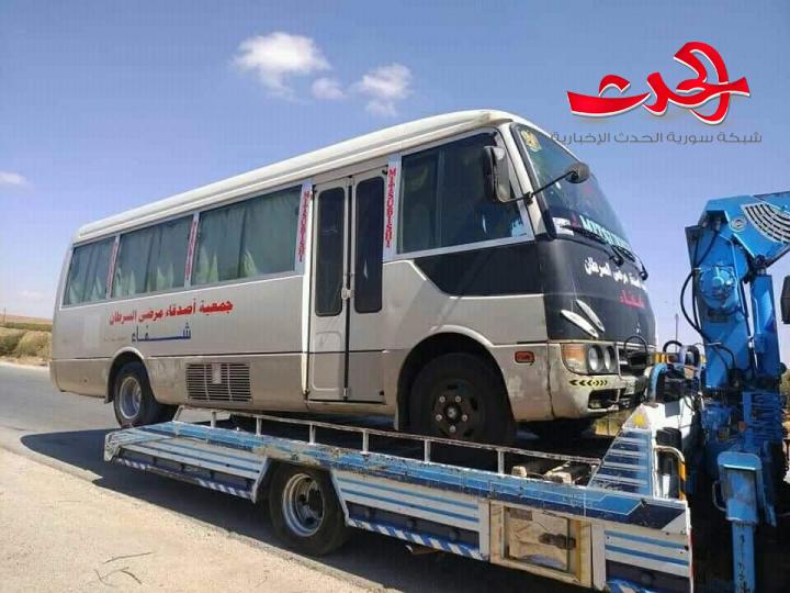 باص جمعية أصدقاء مرضى السرطان بالسويداء يتعرض لحادث...