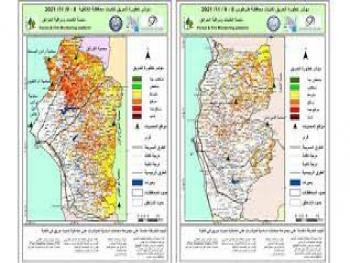 الهيئة العامة للاستشعار عن بعد : تحذر من ارتفاع مؤشر لخطورة الحرائق حتى يوم غد.