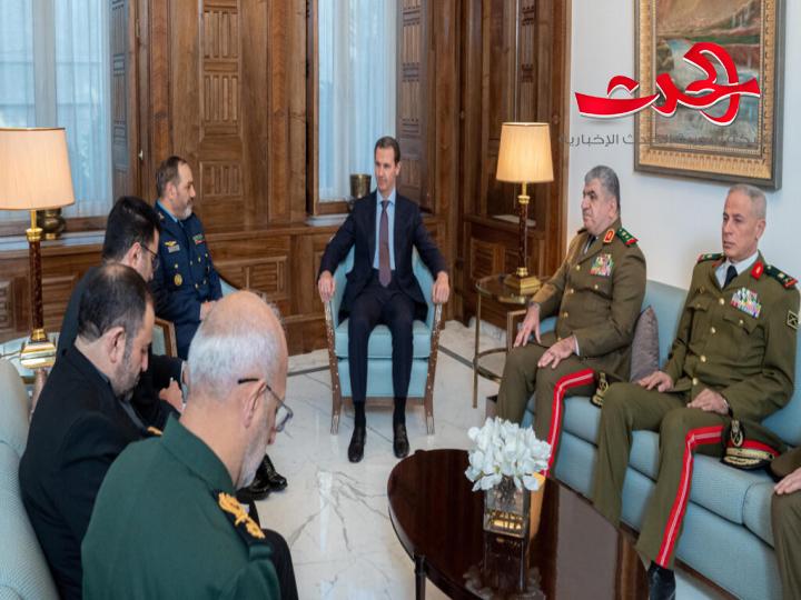 الرئيس الأسد يبحث مع وزير الدفاع الإيراني قضايا تتعلق بالدفاع والأمن في المنطقة
