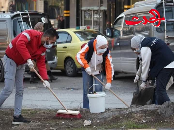 مبادرة نظافة عامة بحماة بالتعاون مع الهلال الأحمر والمجتمع المحلي