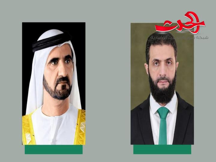 الرئيس الشرع يتلقى برقية تهنئة من نائب رئيس دولة الإمارات بمناسبة حلول شهر رمضان المبارك