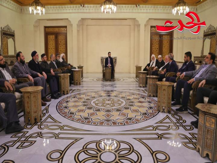 الرئيس الشرع يجتمع مع ثلة من المشايخ وطلبة العلم في العاصمة دمشق