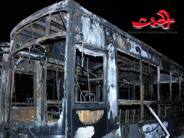 إخماد حريق في كراج البرامكة بدمشق 