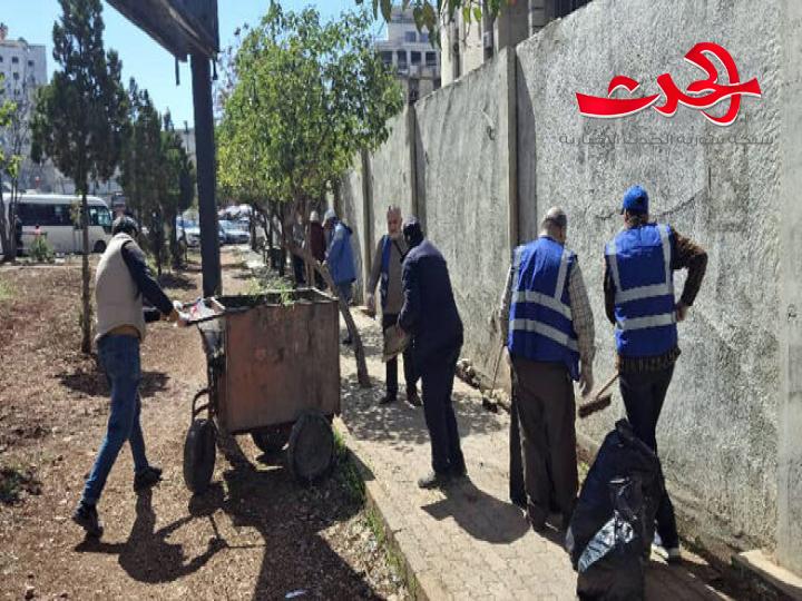 حملة نظافة تطوعية في حي جورة الشياح بحمص