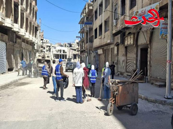 حملة نظافة تطوعية في حي جورة الشياح بحمص