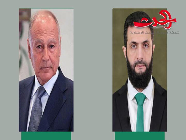 الرئيس الشرع يتلقى برقية تهنئة من أمين عام جامعة الدول العربية بمناسبة عيد الفطر المبارك