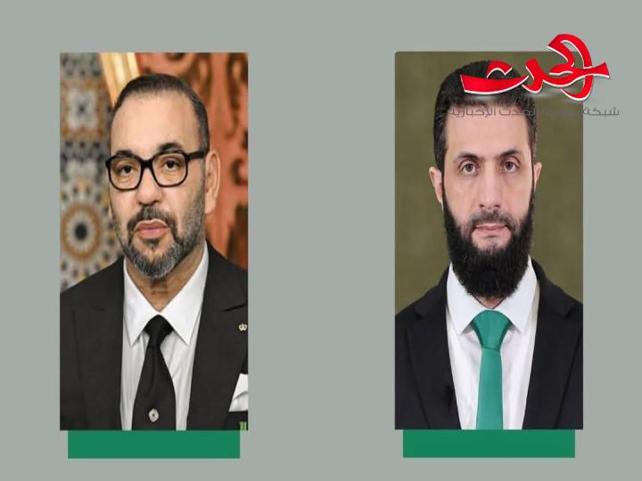 الرئيس الشرع يتلقى برقية تهنئة من ملك المغرب بمناسبة عيد الفطر المبارك