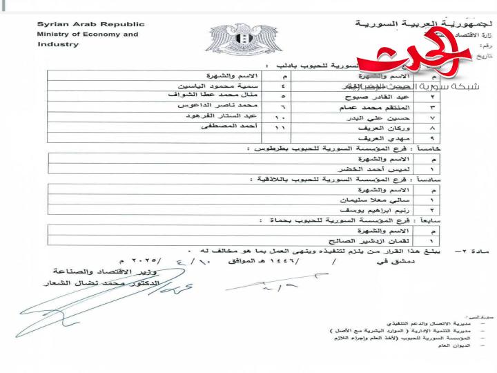 إعادة أكثر من مئة عامل وعاملة إلى عملهم في مؤسسات وزارة الاقتصاد 