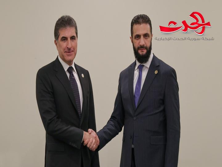 الرئيس الشرع يلتقي رئيس إقليم كردستان العراق 