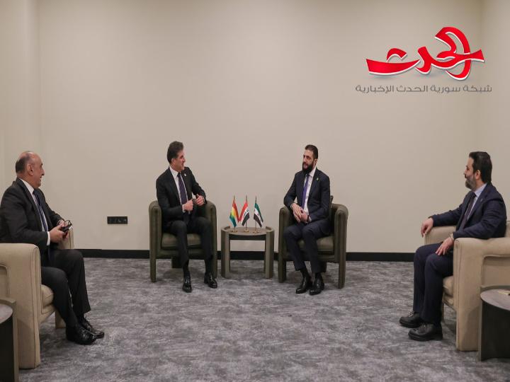 الرئيس الشرع يلتقي رئيس إقليم كردستان العراق 
