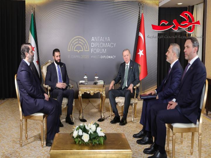 الرئيس الشرع والوزير الشيباني يلتقان الرئيس التركي 