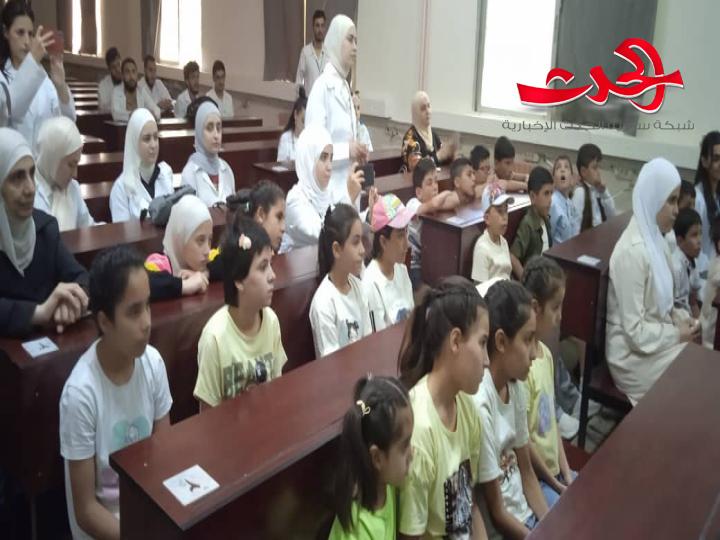 محاضرة بعنوان "طب الأسنان الوقائي" لطلاب الميتم الإسلامي في كلية طب الأسنان بجامعة حمص