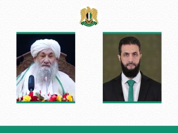 الرئيس الشرع يتلقى برقية تهنئة من رئيس وزراء أفغانستان 