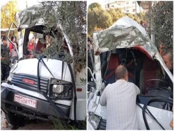12 إصابة بحادث سير لباص مبيت مؤسسة مياه طرطوس
